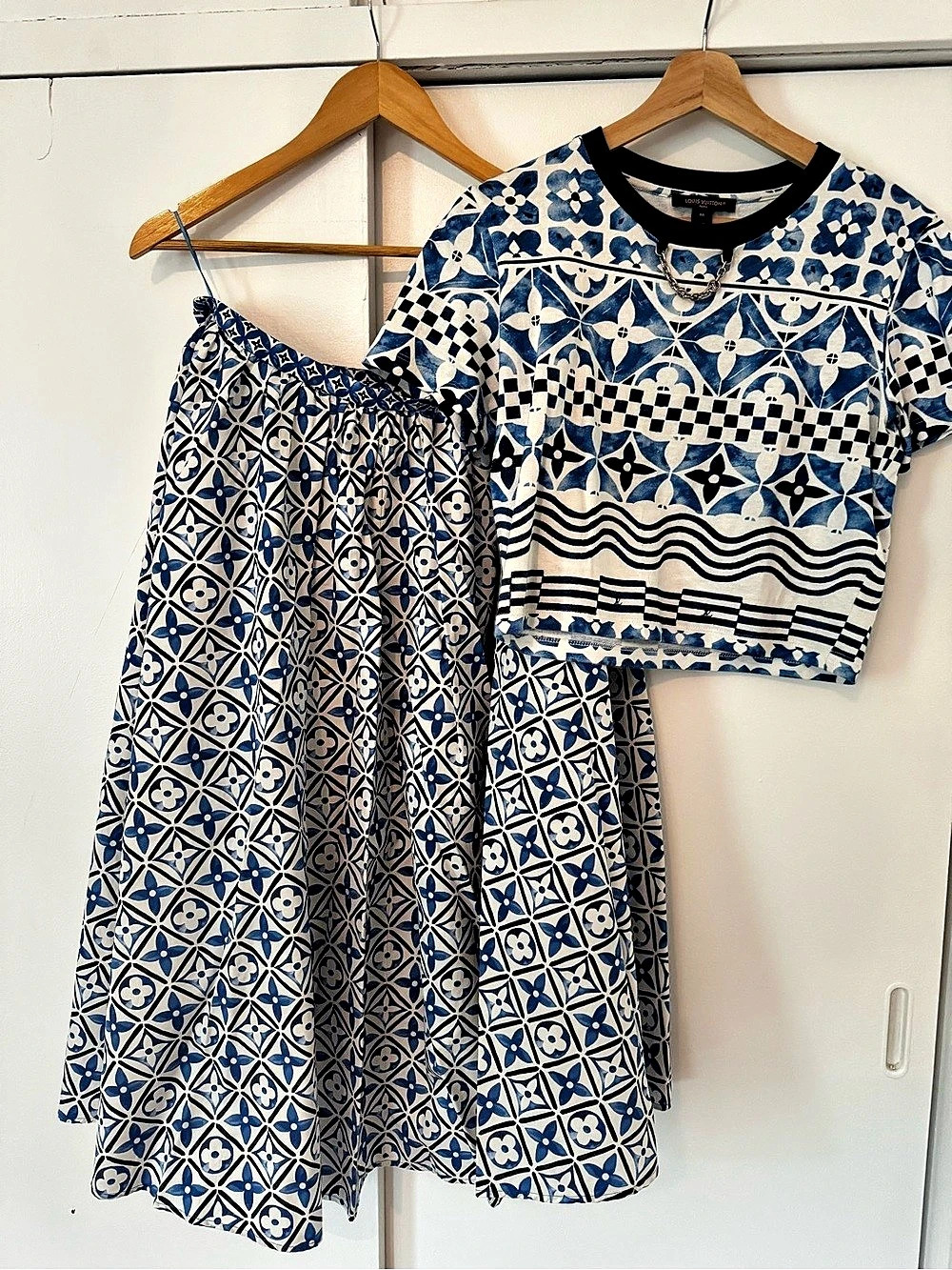 Louis Vuitton Women's Blue & White Shirt and Dress Size Medium Like New
